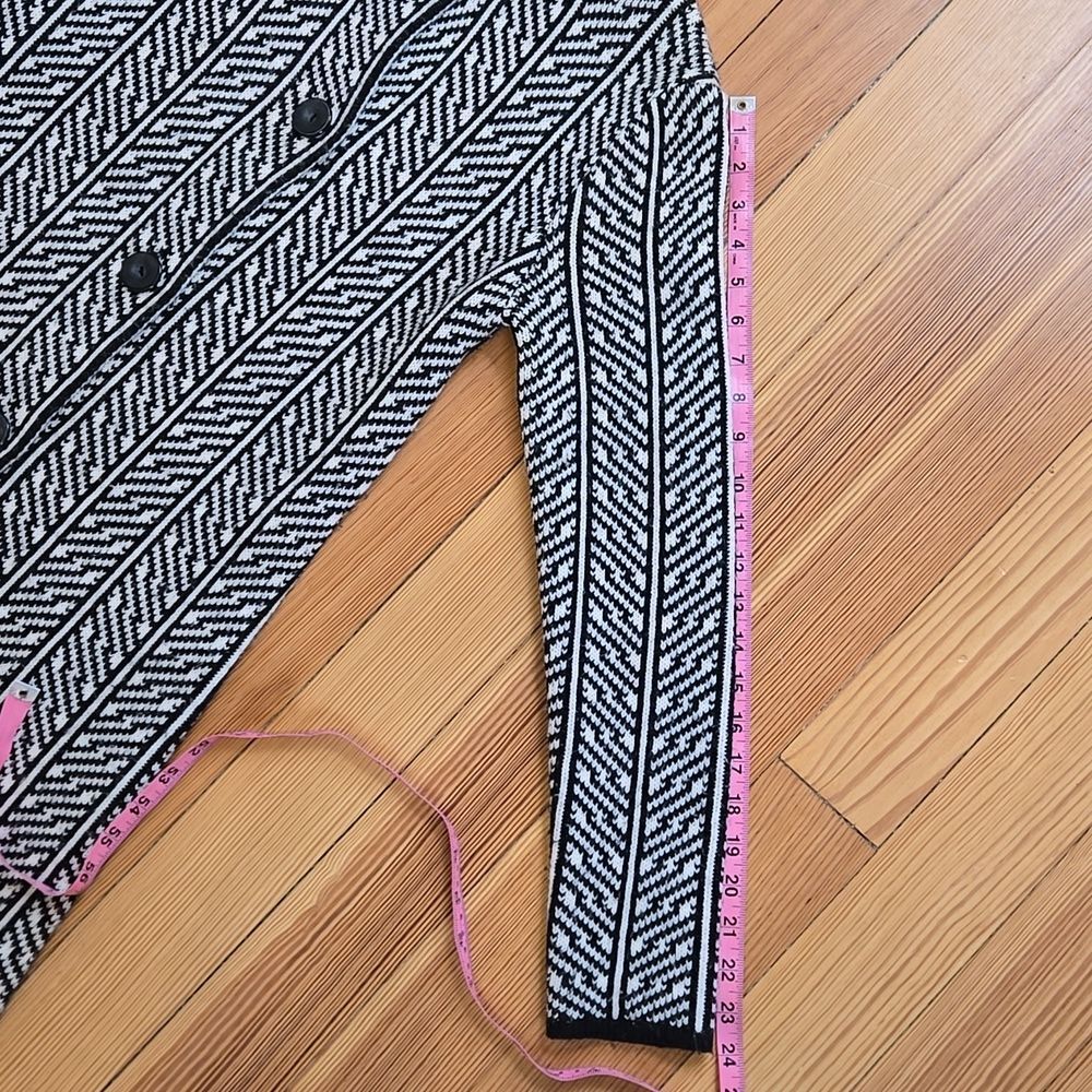 Cocogio Italy Navy White Geometric Knit Coatigan Longline Cardigan Size S - Picture 14 of 16